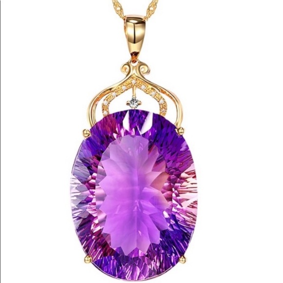 GOLD AMETHYST PENDANT NECKLACE - Picture 6 of 8